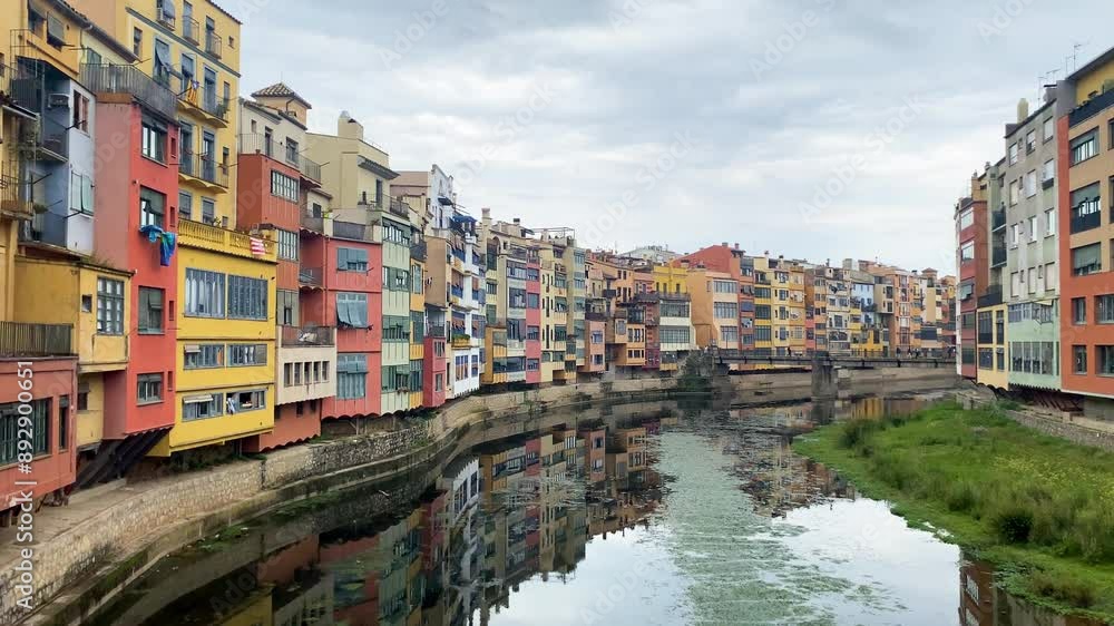 Multi-coloured buildings of Girona. Multi-coloured buildings of Girona.
