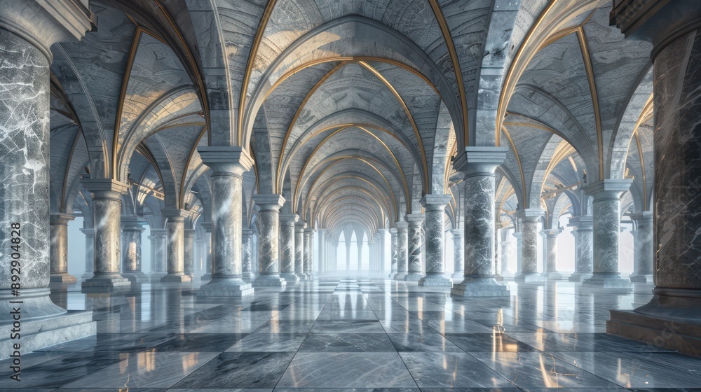 A grand cathedral with arches 3D carved from marble, stone on the background, A grand cathedral with arches 3D carved from marble, stone on the background,