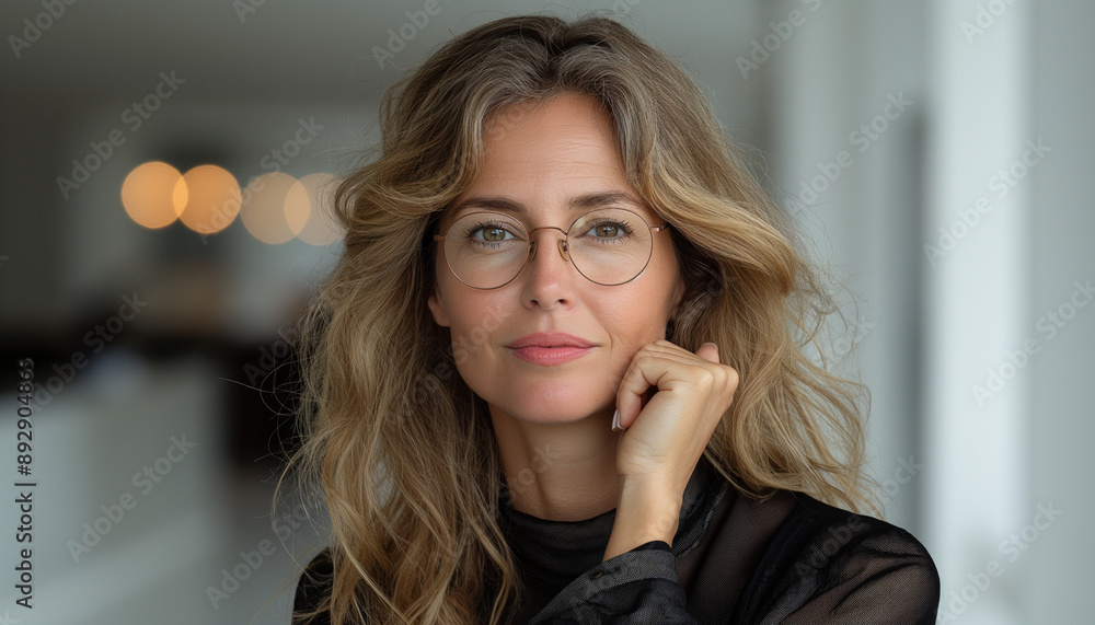 Mulher de Meia-Idade com Traços Brasileiros em Fundo Branco, Corpo Inteiro, Usando Roupas Elegantes e Óculos, Sorriso Leve, Mão no Queixo, Luz Natural, Fotorrealismo IA Generativa Mulher de Meia-Idade com Traços Brasileiros em Fundo Branco, Corpo Inteiro, Usando Roupas Elegantes e Óculos, Sorriso Leve, Mão no Queixo, Luz Natural, Fotorrealismo IA Generativa