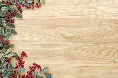 Christmas wooden table holiday background