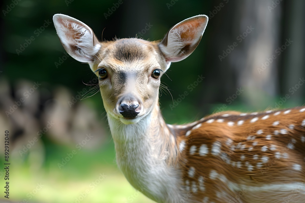 Obraz premium Close up of a fawn in a forest. Generative AI