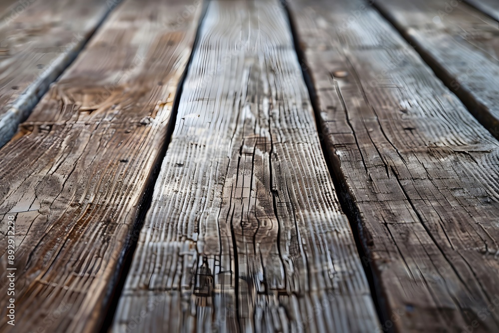 Weathered wooden planks close up view showing grain pattern. Generative AI Weathered wooden planks close up view showing grain pattern. Generative AI