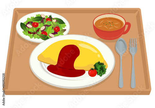 洋食_オムライス（ランチセット）トレイあり