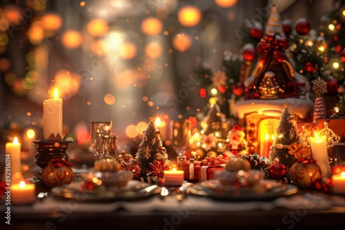 Wallpaper Mural Christmas wooden table holiday background Torontodigital.ca