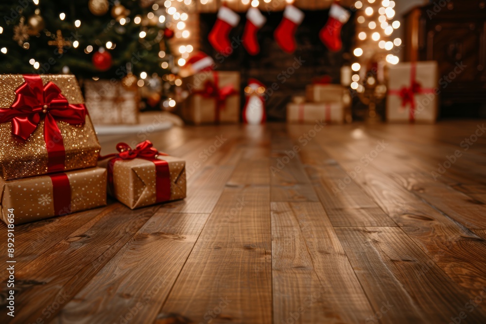 Christmas wooden table holiday background Christmas wooden table holiday background