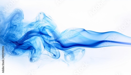 blue smoke on white background generative ai © Amya