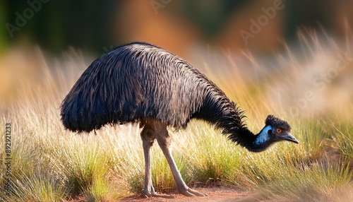 the emu dromaius novaehollandiae is the second largest living bird by height after its ratite relative the ostrich photo