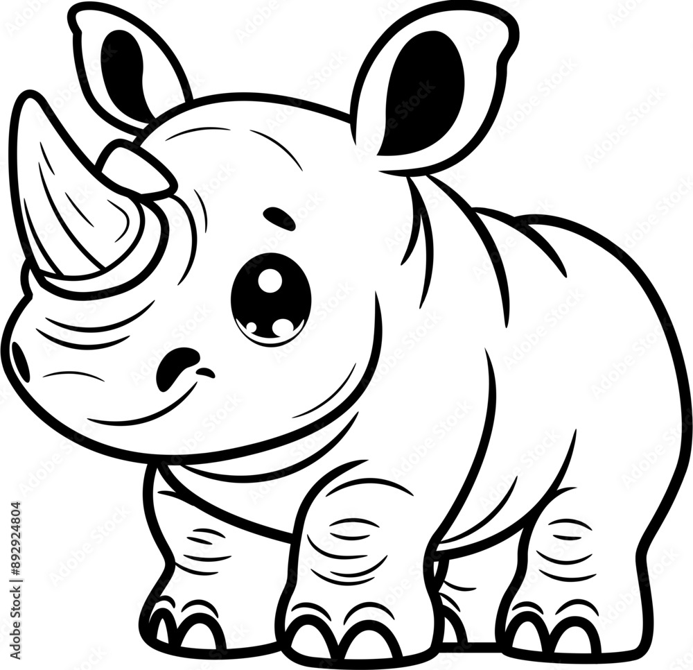 Fototapeta premium rhino line art for coloring page