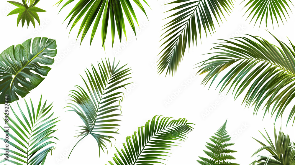 Palm leaves set isolated on a white background Palm leaves set isolated on a white background