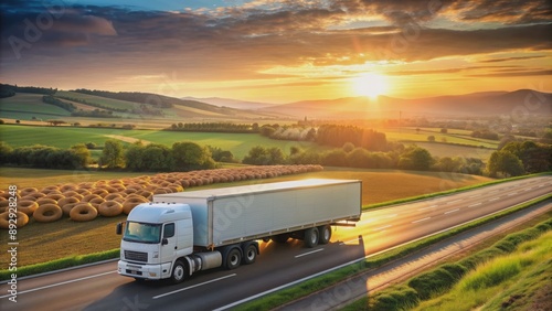 Wallpaper Mural Cargo truck with a load of donuts driving through the scenic French countryside at sunset, donuts Torontodigital.ca