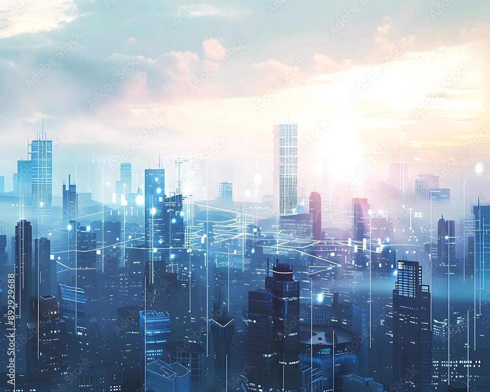 Minimalist Modern Cityscape Background with Wireless Network and Urban Connectivity Technology in a Futuristic Urban Environment Minimalist Modern Cityscape Background with Wireless Network and Urban Connectivity Technology in a Futuristic Urban Environment