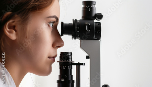 Exame de Retinografia em Ângulo de Perfil com Fundo Branco IA Generativa