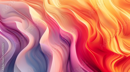 An abstract design of fluid multicolored waves with soft gradients, blending together to create a harmonious and visually soothing display of flowing forms and vibrant colors.