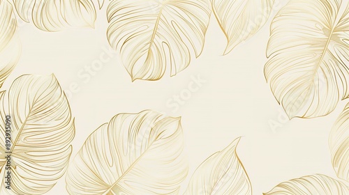 Natural Hand-Drawn Foliage Pattern Design in Minimalist Linear Contour Style photo