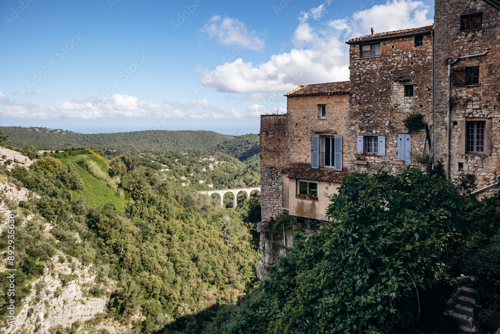 View of the picturesque village of Tourettes-sur-Loup on the French Riviera View of the picturesque village of Tourettes-sur-Loup on the French Riviera