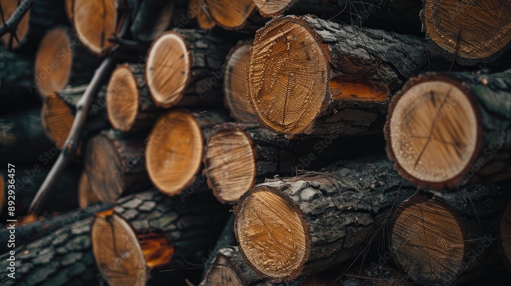 Timber grain view of stacked cut wood logs Timber grain view of stacked cut wood logs