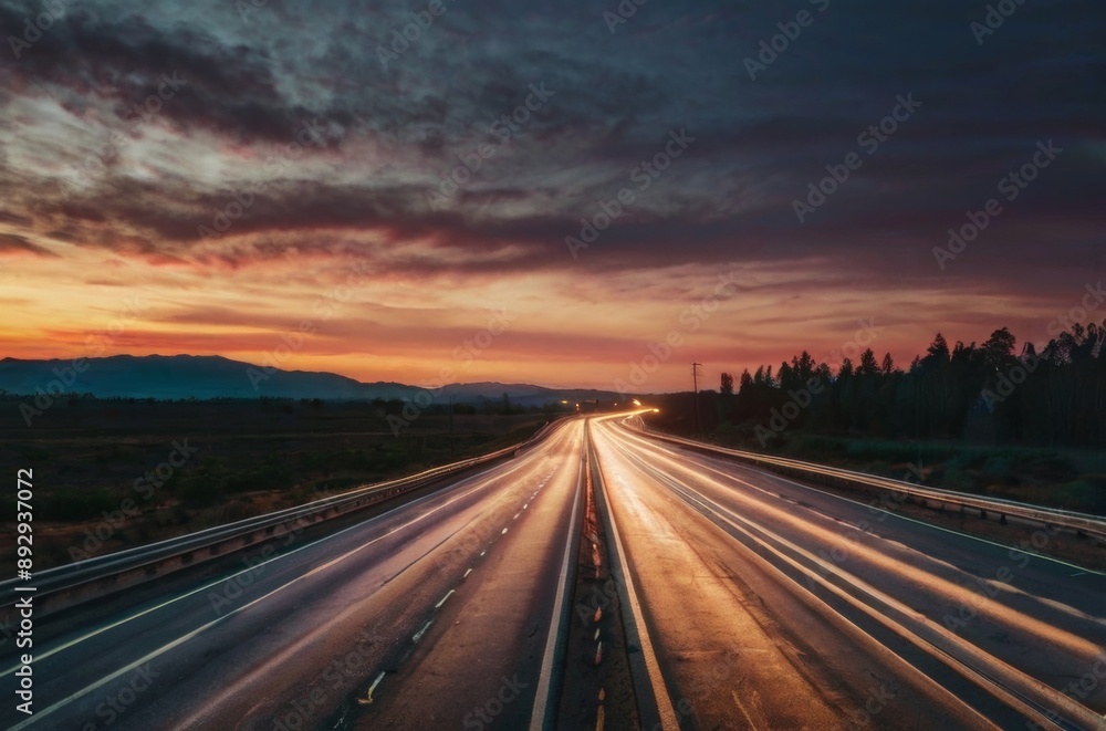 Empty mountain road at sunset Empty mountain road at sunset