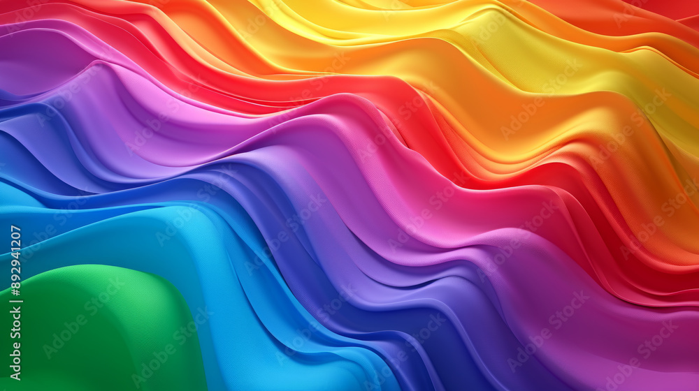 Flowing fabric in colorful rainbow satin fabric Flowing fabric in colorful rainbow satin fabric