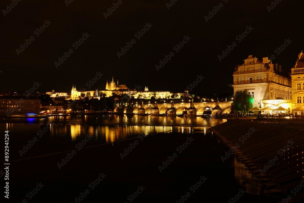Obraz premium Prague, the capital of the Czech Republic, is a rustic Eastern European city on the banks of the Vltava River