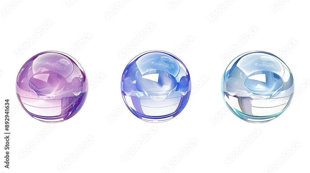 Collection Of Mixed Decorative Crystal Orbs Clear Blue And Purple For Elegant Ads And Promotions isolated on transparent background. Generative ai Collection Of Mixed Decorative Crystal Orbs Clear Blue And Purple For Elegant Ads And Promotions isolated on transparent background. Generative ai