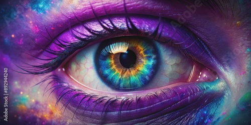 Surreal Purple Eye with Vibrant Colors, futuristic fantasy aesthetic, Surreal, Purple Eye, Vibrant, Colors, Aesthetic
