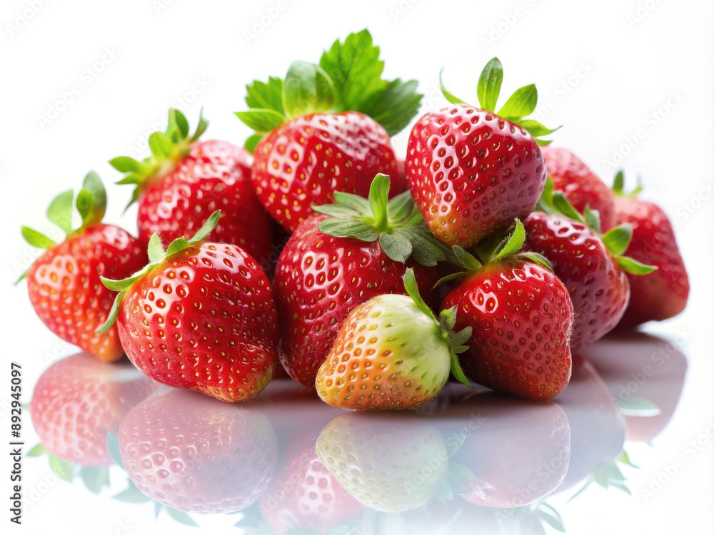 Pile of Ripe Strawberries on a White Surface Pile of Ripe Strawberries on a White Surface