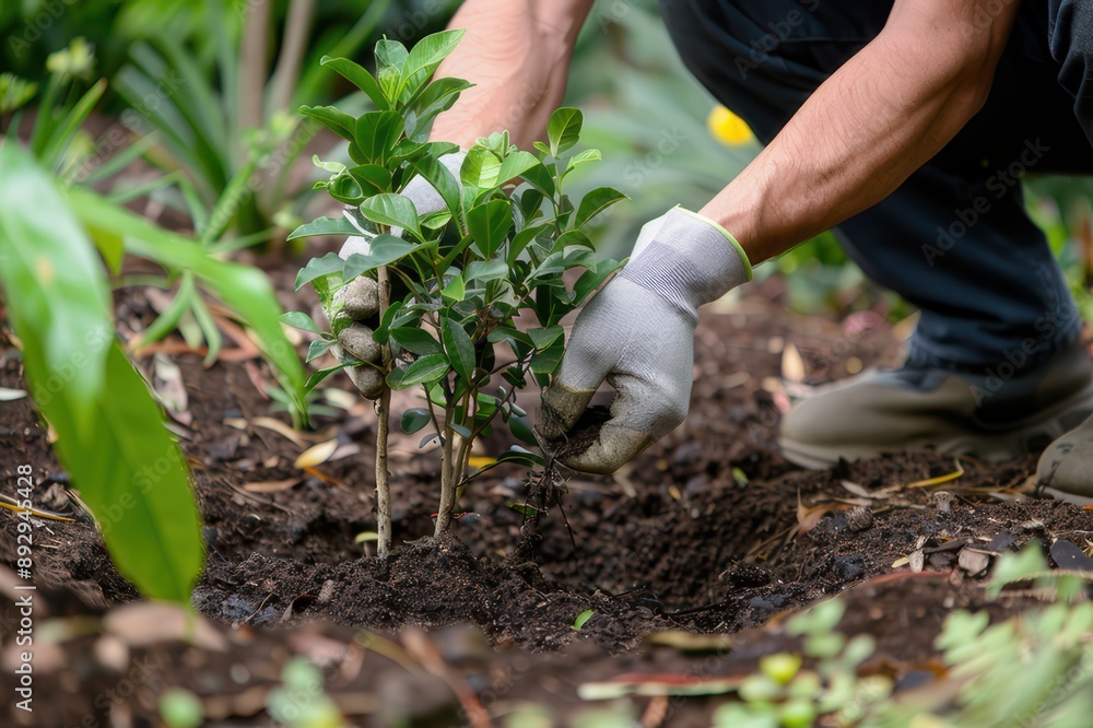 Fototapeta premium Nurturing future dreams and ambitions: Planting new tree