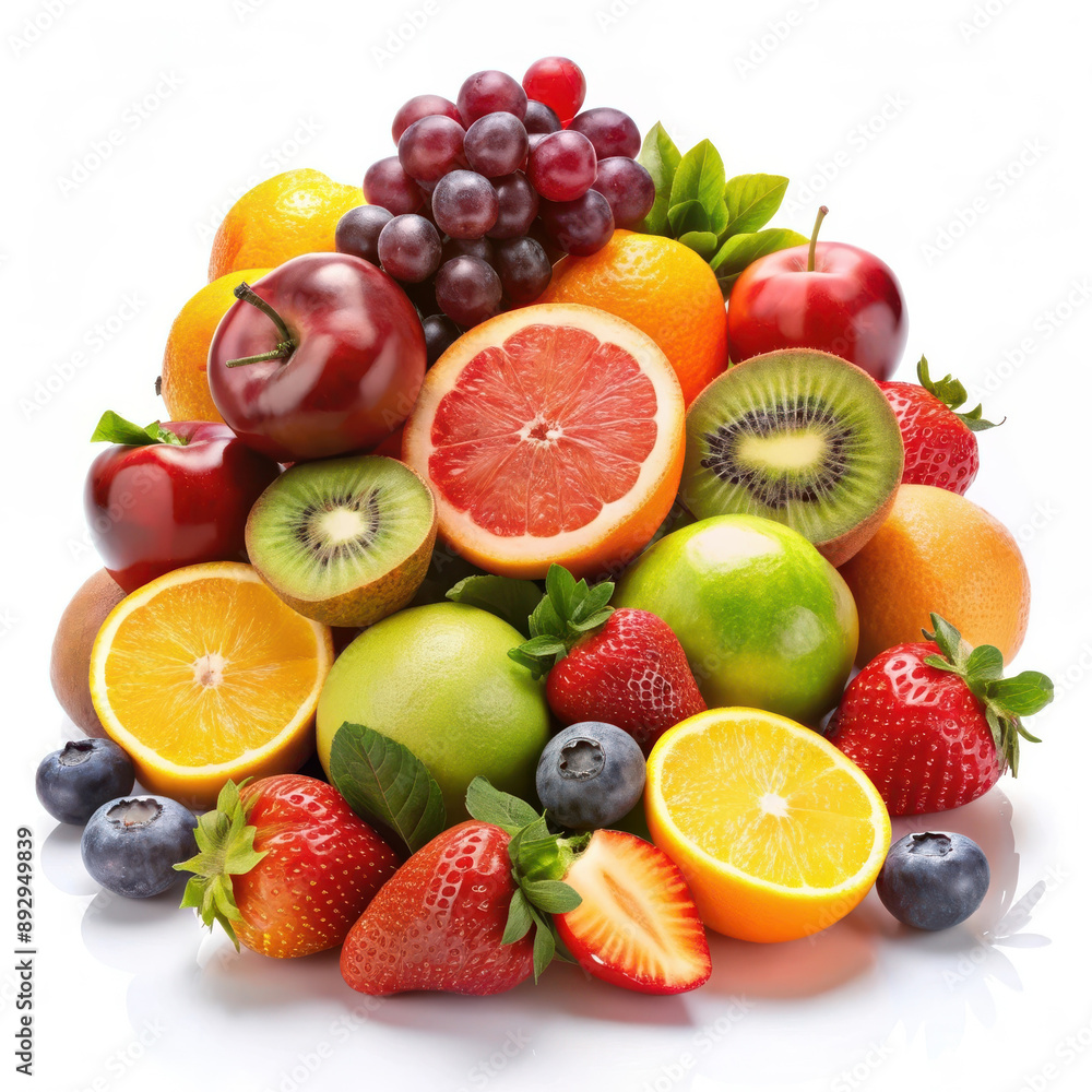 Pile of Colorful Fruits and Berries (White Background) Pile of Colorful Fruits and Berries (White Background)