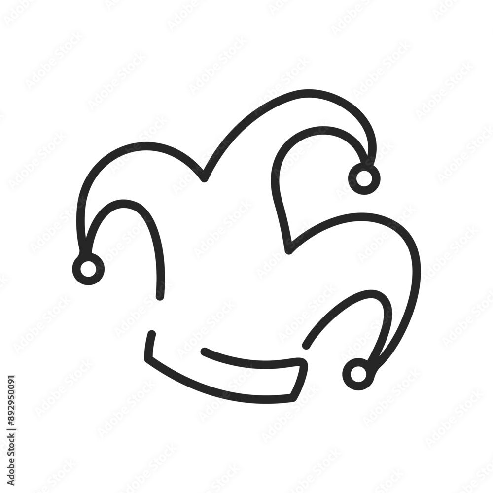 Classic court jester or joker hat icon as seen on wild playing cards in vector outline Classic court jester or joker hat icon as seen on wild playing cards in vector outline