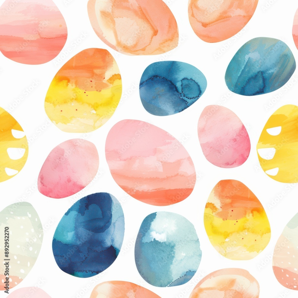 Watercolor pastel eggs seamless repeating pattern, minimal pattern, high contrasty Watercolor pastel eggs seamless repeating pattern, minimal pattern, high contrasty