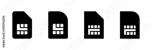 Sim card icon vector isolated on white background. Mobile slot icon. Mobile cellular phone sim card chip.