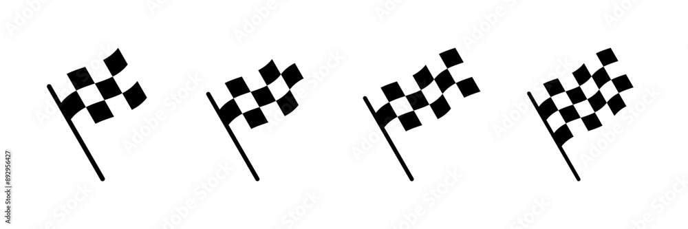 Fototapeta premium Race flag icon vector isolated on white background. Competition sport flag line vector icon. Racing flag. Start finish flag. Checkered. Start