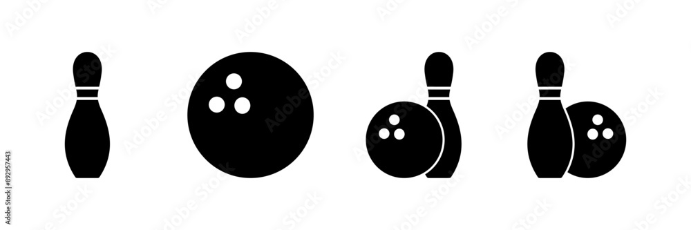 Bowling game Pin Icon vector isolated on white background. Bowling icon, ball and pin Bowling game Pin Icon vector isolated on white background. Bowling icon, ball and pin