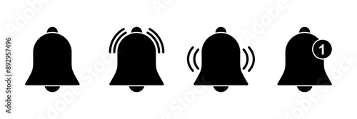 Bell Icon vector isolated on white background. Notification symbol. Bell vector icon