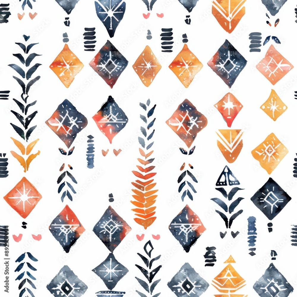 Watercolor tribal print vests seamless repeating pattern, minimal pattern, high contrasty Watercolor tribal print vests seamless repeating pattern, minimal pattern, high contrasty