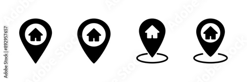 Address symbol icon vector isolated on white background . address icon vector. home location icon