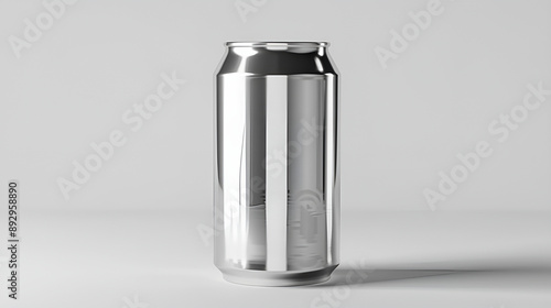 High-Resolution Render of an Isolated Aluminum Can with Refined Detail and Clarity