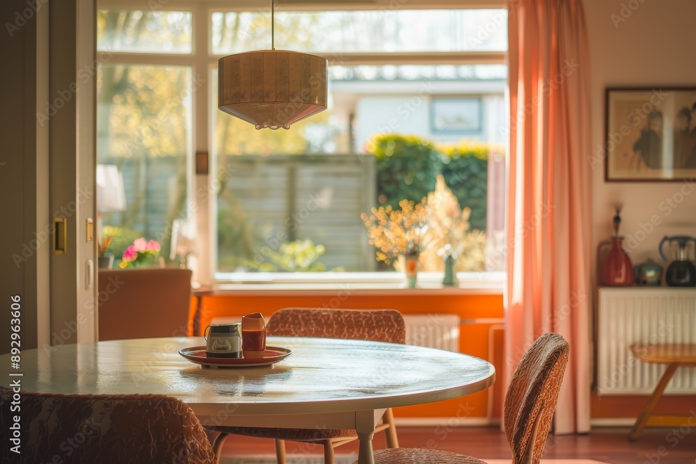 Interior of a coffee shop with tables and chairs, vintage style Interior of a coffee shop with tables and chairs, vintage style