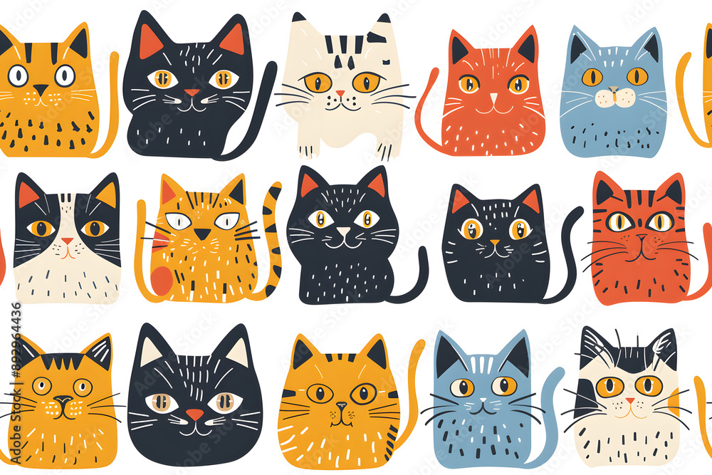 Seamless cat pattern, continuous background Seamless cat pattern, continuous background