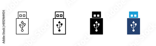 Usb icon set. Flash disk icon vector