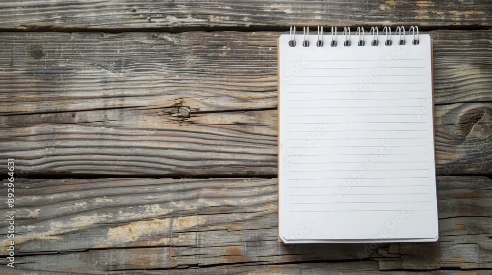 Retro themed blank notepad on wooden surface with empty background Retro themed blank notepad on wooden surface with empty background