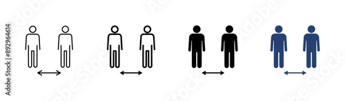 Social distance icon set. social distancing icon. self quarantine sign