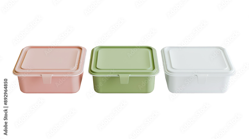 Collection Of Assorted Bento Boxes White Pink And Green For Mockup Designs isolated on transparent background. Generative ai Collection Of Assorted Bento Boxes White Pink And Green For Mockup Designs isolated on transparent background. Generative ai
