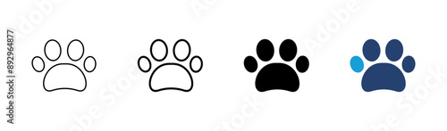 Paw icon set. paw print icon vector. dog or cat paw