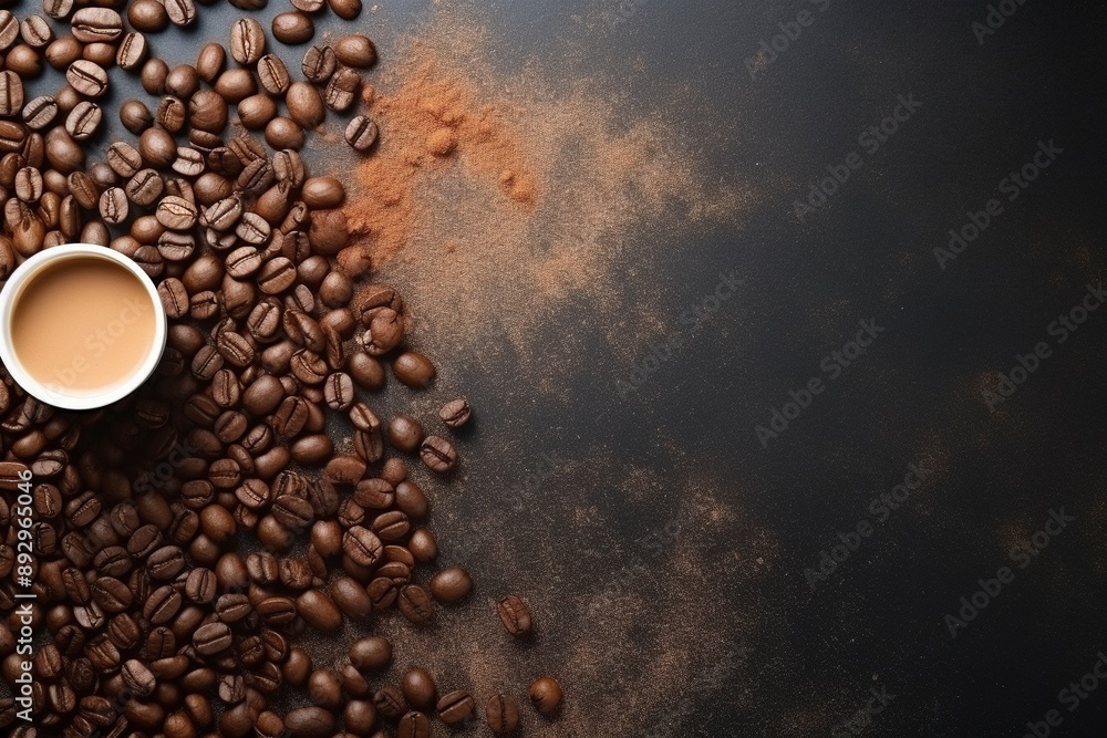 cup of coffee with beans background , generative ai cup of coffee with beans background , generative ai