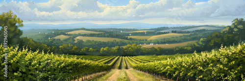 Scenic Vineyard Landscape with Rolling Hills