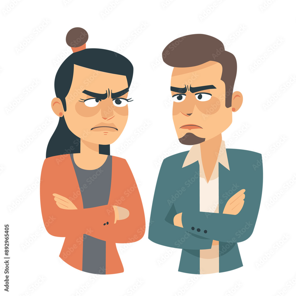 A Couple In Conflict Is Depicted In A Flat Design, Cartoon Illustration A Couple In Conflict Is Depicted In A Flat Design, Cartoon Illustration