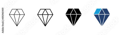 Diamond icon set. diamond gems vector icon.