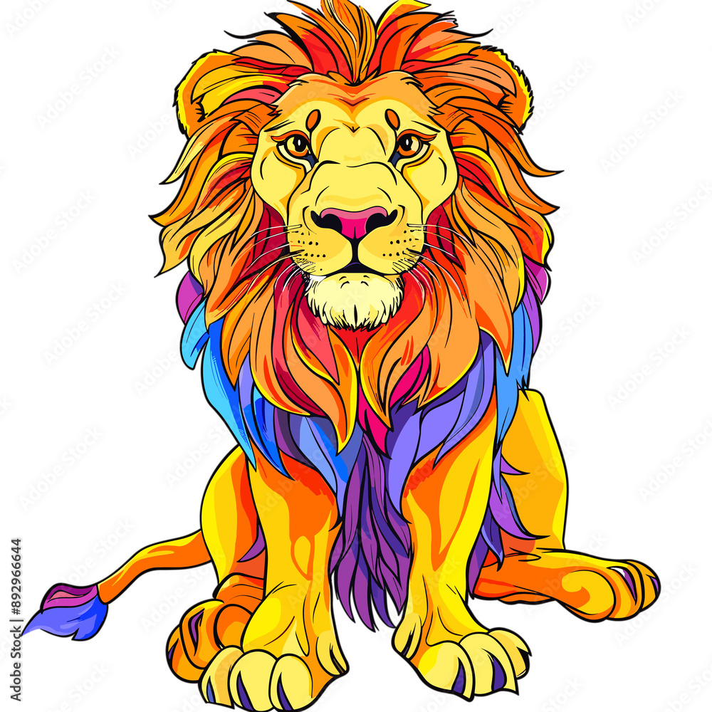 Obraz premium Adorable Illustration Of A Lion, Its Image Bringing Joy, Cartoon Illustration