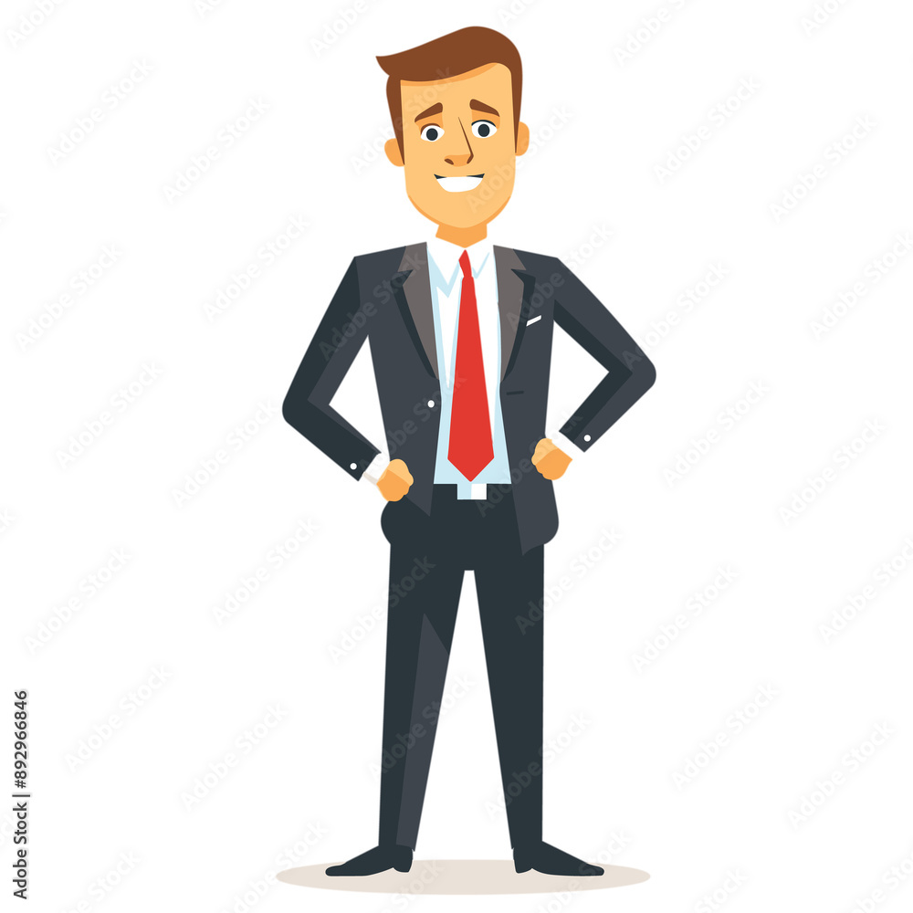 An Illustration Of A Businessman In A Flat Design, Cartoon Illustration An Illustration Of A Businessman In A Flat Design, Cartoon Illustration